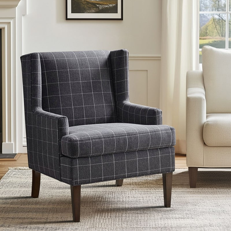 Decker Plaid Wingback Armchair by Martha Stewart