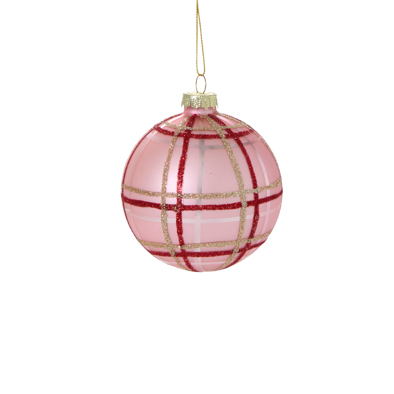 Glitter Plaid Ornament (Set of 6)