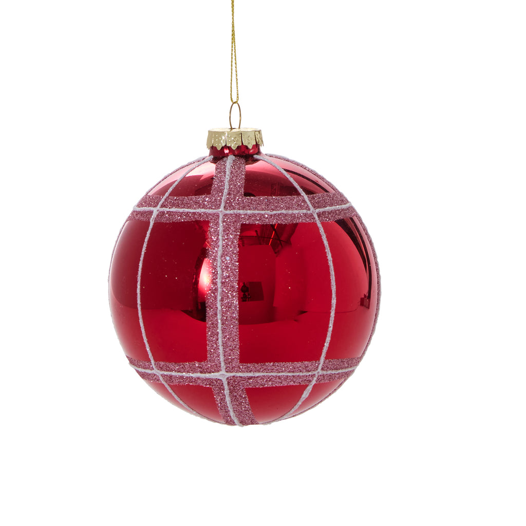 Glitter Plaid Ornament (Set of 6)