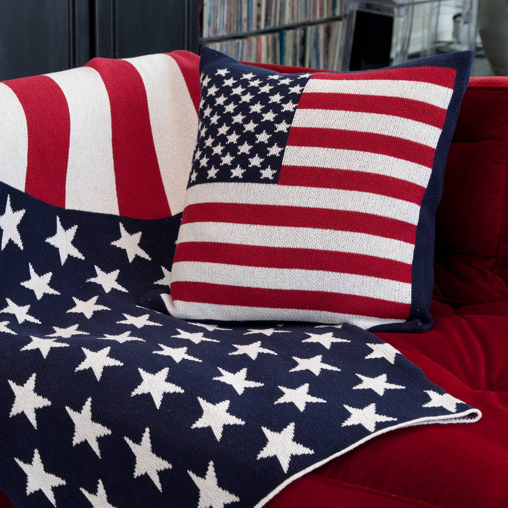Cotton Sustainable Knit Pillow - American Flag