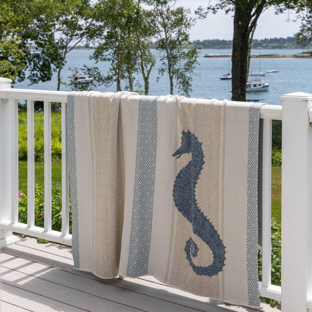 Cotton Sustainable Knit Throw Blanket | Summer Gift - Seahorse Square