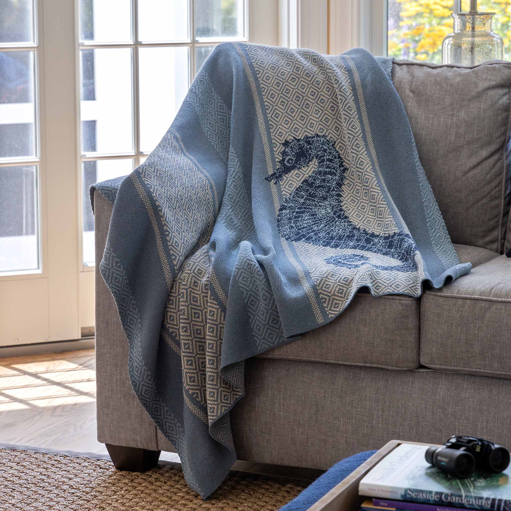Cotton Sustainable Knit Throw Blanket | Summer Gift - Seahorse Square