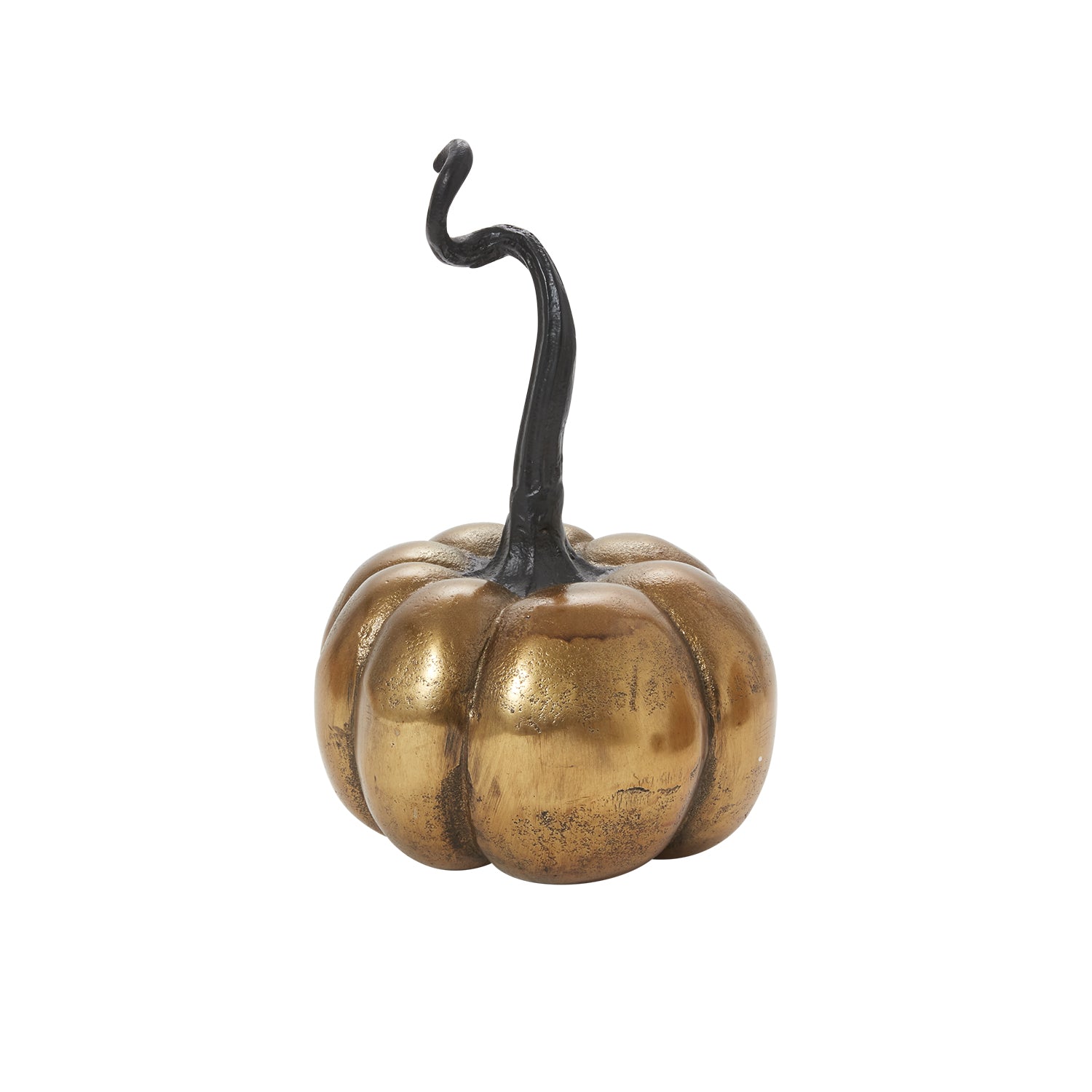 Antique Gold-Finished Cast Aluminum Pumpkin 5.25"x 8"