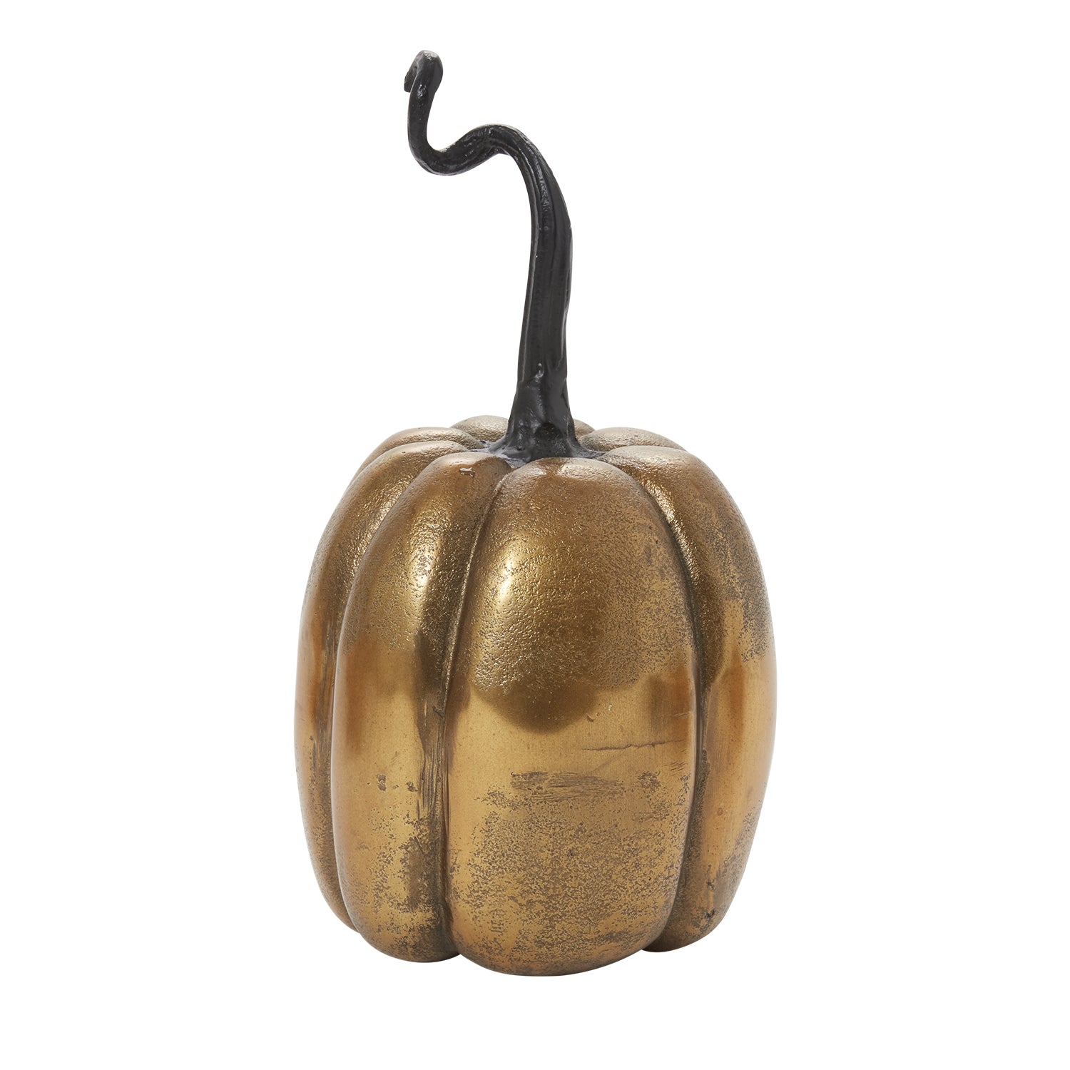 Antique Gold-Finished Cast Aluminum Pumpkin 5.25"x 10.75"