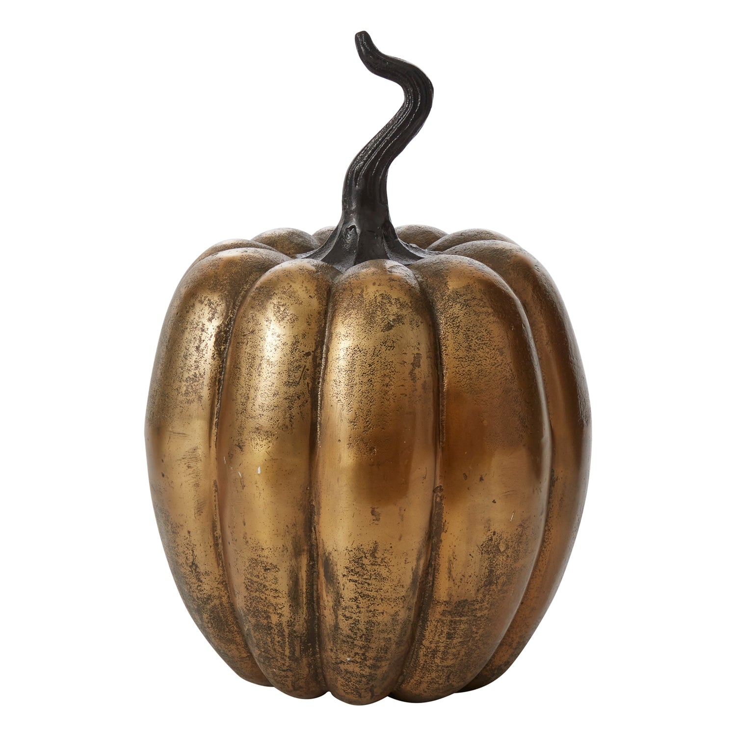 Antique Gold-Finished Cast Aluminum Pumpkin "9.25"x 13.5"