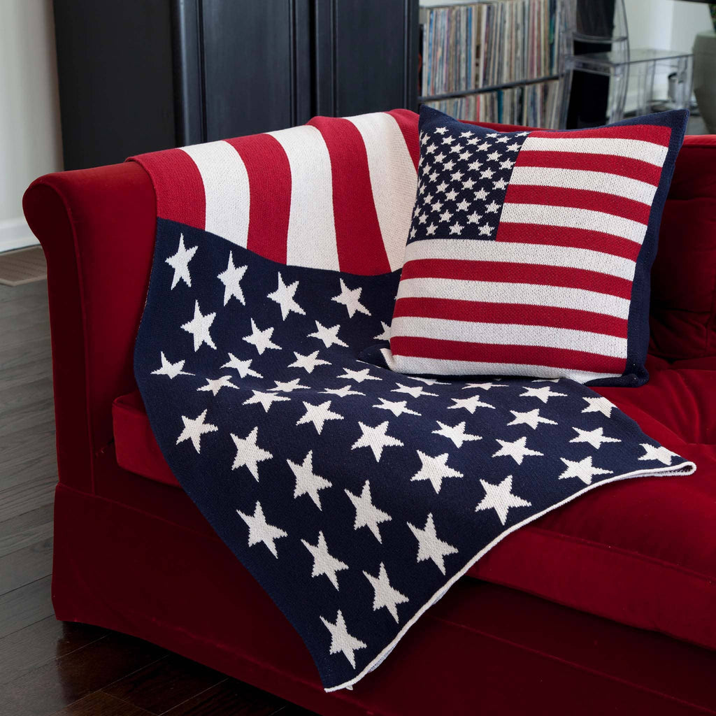 Cotton Sustainable Knit Throw Blanket - American Flag