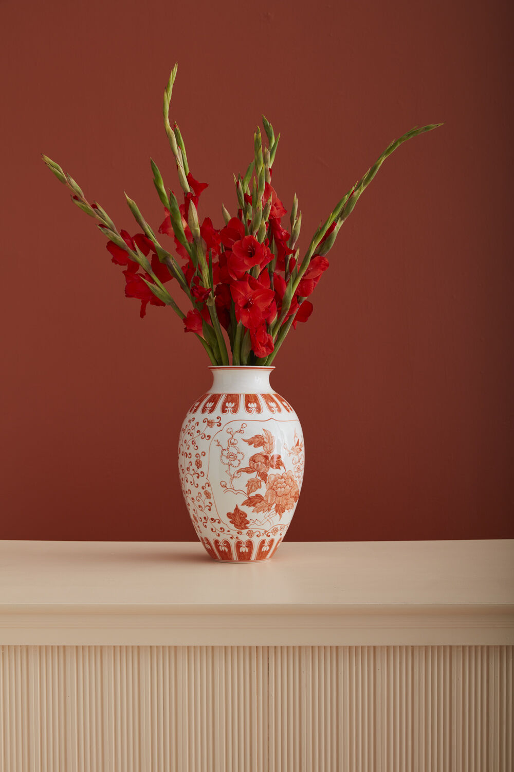 Traditional Coral Floral Vase