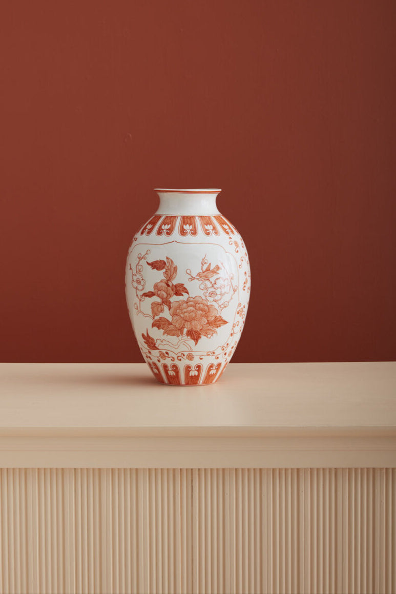 Traditional Coral Floral Vase