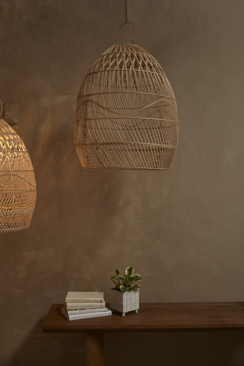 Elongated Rattan Light Shade