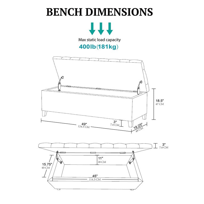 Shandra Tufted Top Upholstered Storage Bench