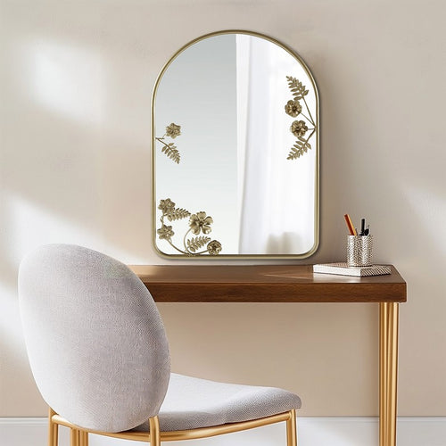 Adaline Arched Metal Floral Wall Mirror by Madison Park
