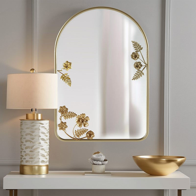 Adaline Arched Metal Floral Wall Mirror by Madison Park
