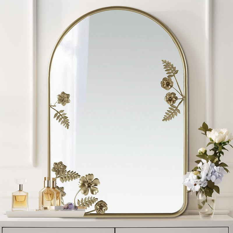 Adaline Arched Metal Floral Wall Mirror by Madison Park
