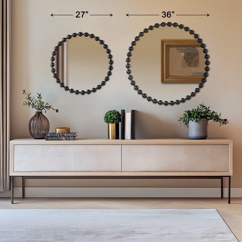 Marlowe Beaded Round Wall Mirror by Madison Park