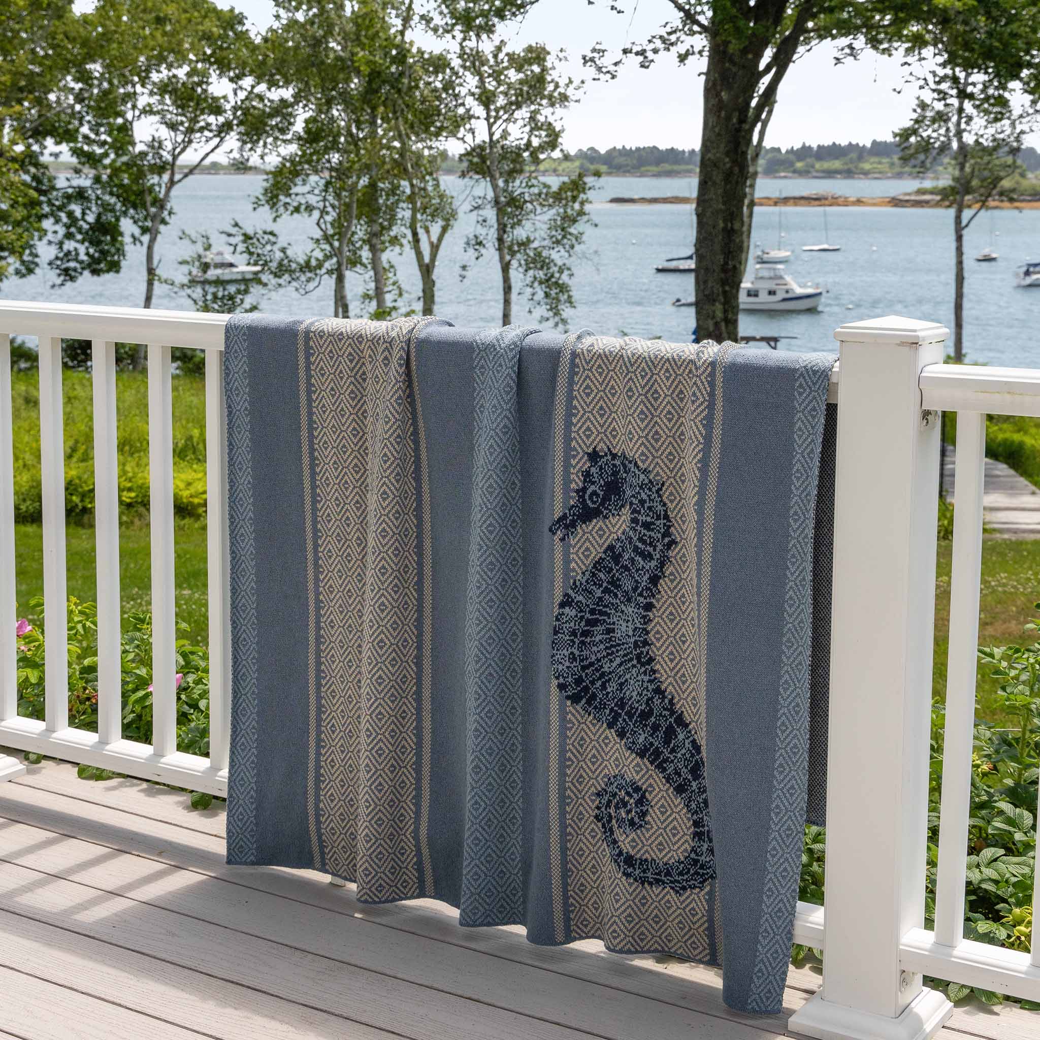 Cotton Sustainable Knit Throw Blanket | Summer Gift - Seahorse Square