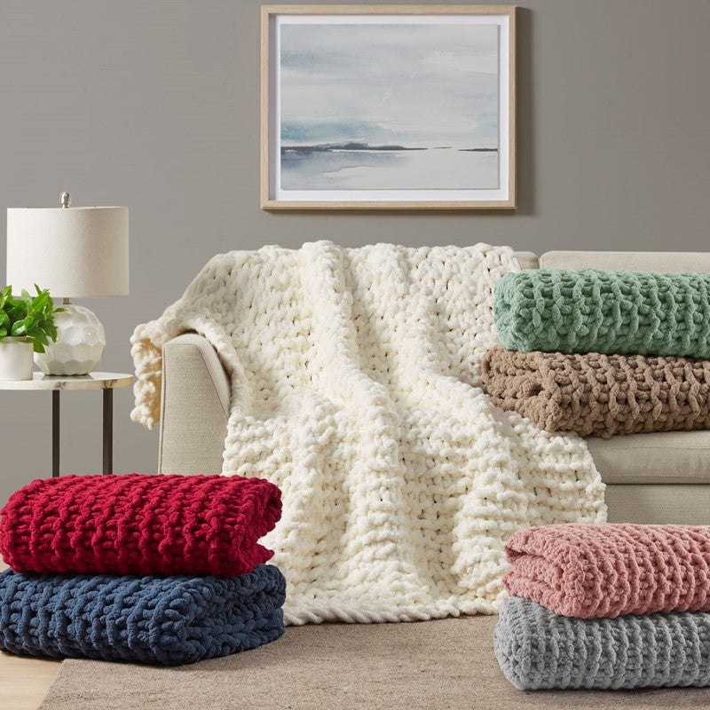 Chenille Chunky Knit Throw by Madion Park