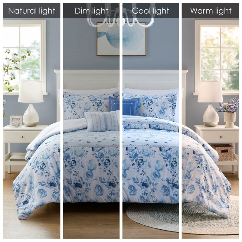 Christa Floral Striped Duvet Cover Set by Intelligent Design