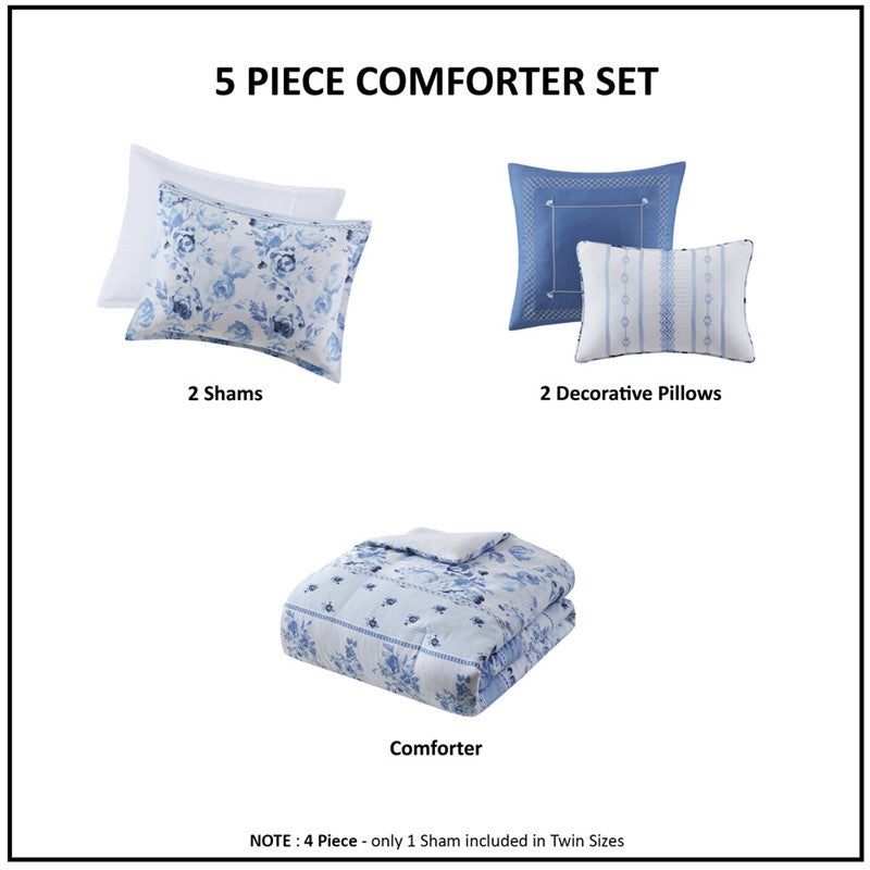 Christa Floral Striped Duvet Cover Set by Intelligent Design