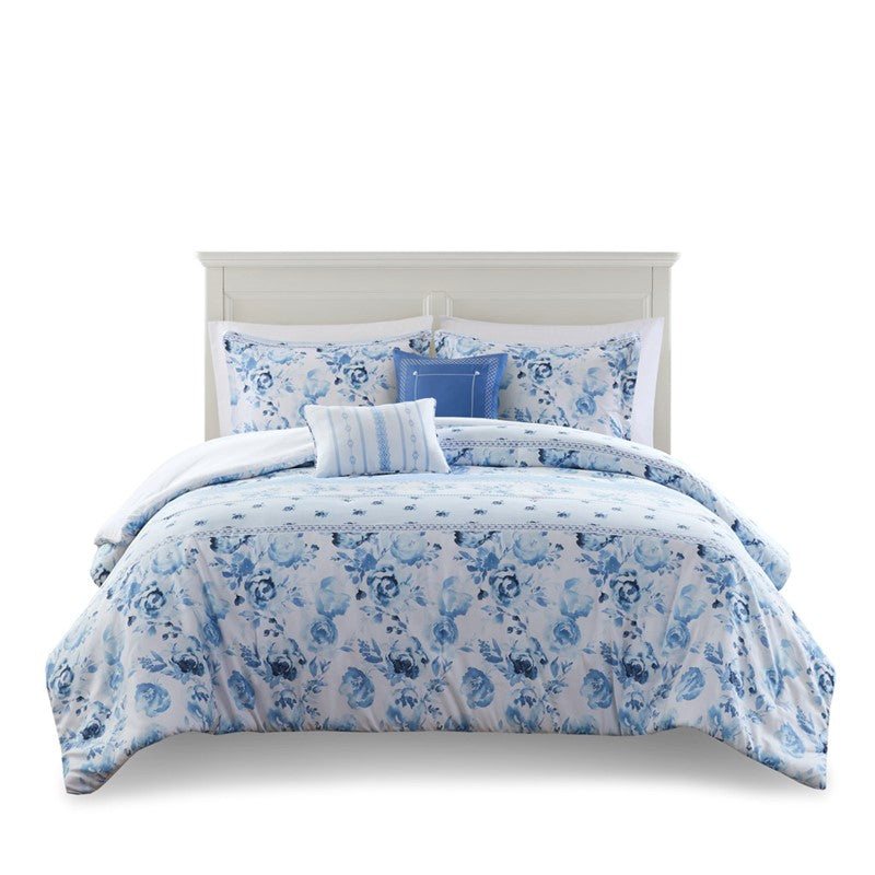 Christa Floral Striped Duvet Cover Set by Intelligent Design
