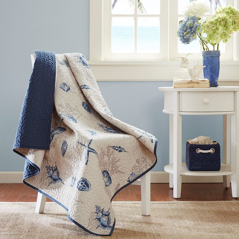 Bayside Oversized Printed Quilted Throw by Madison Park