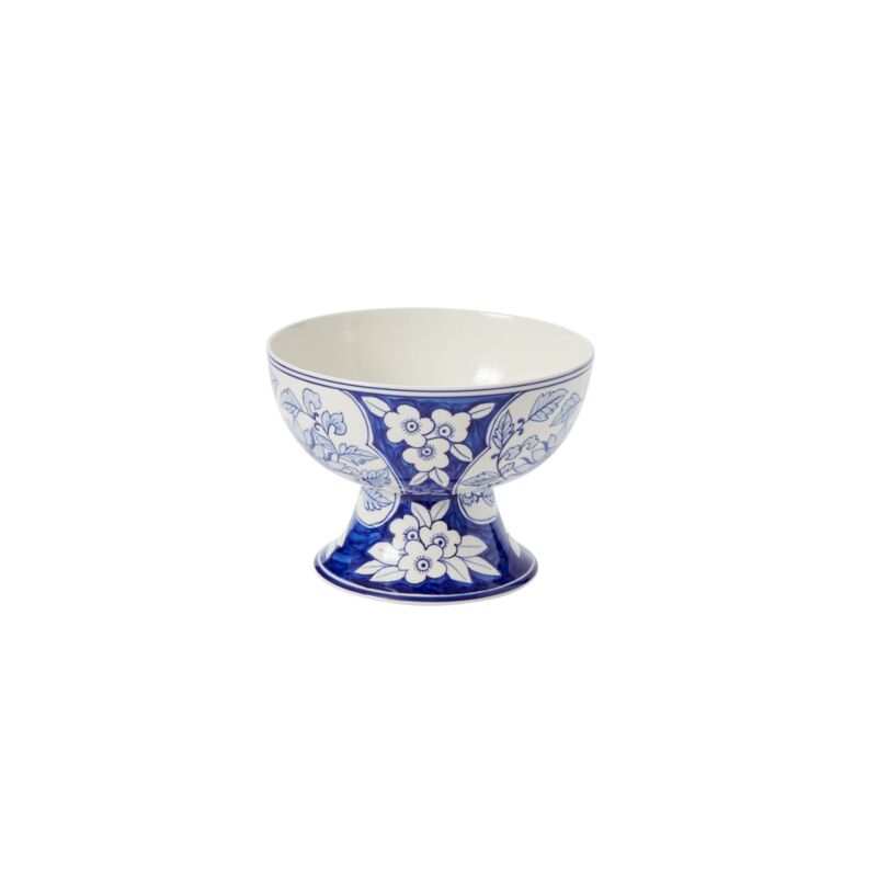 Traditional Blue and White Floral Patterned Compote