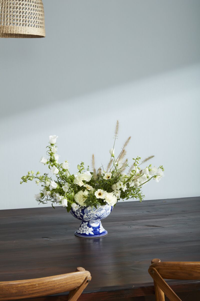Traditional Blue and White Floral Patterned Compote