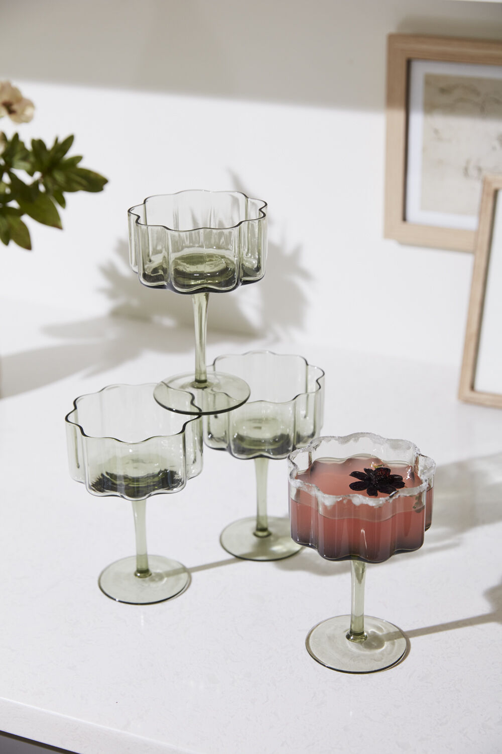 Floret Drinkware Water Coupe Glass (Set of 4)