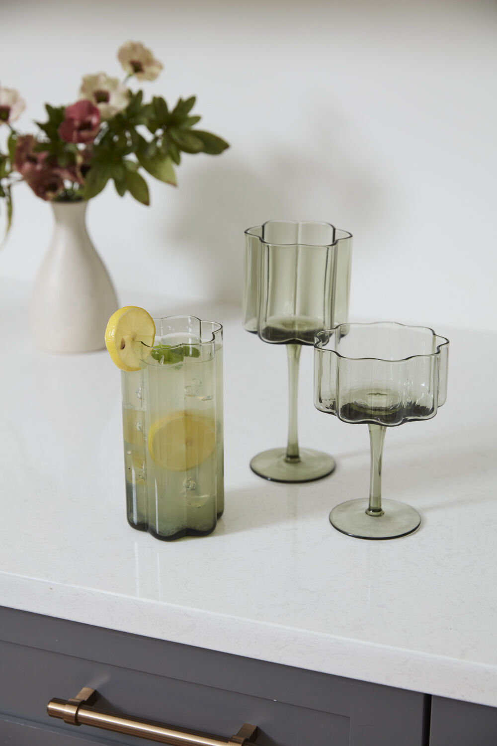Floret Drinkware Water Coupe Glass (Set of 4)