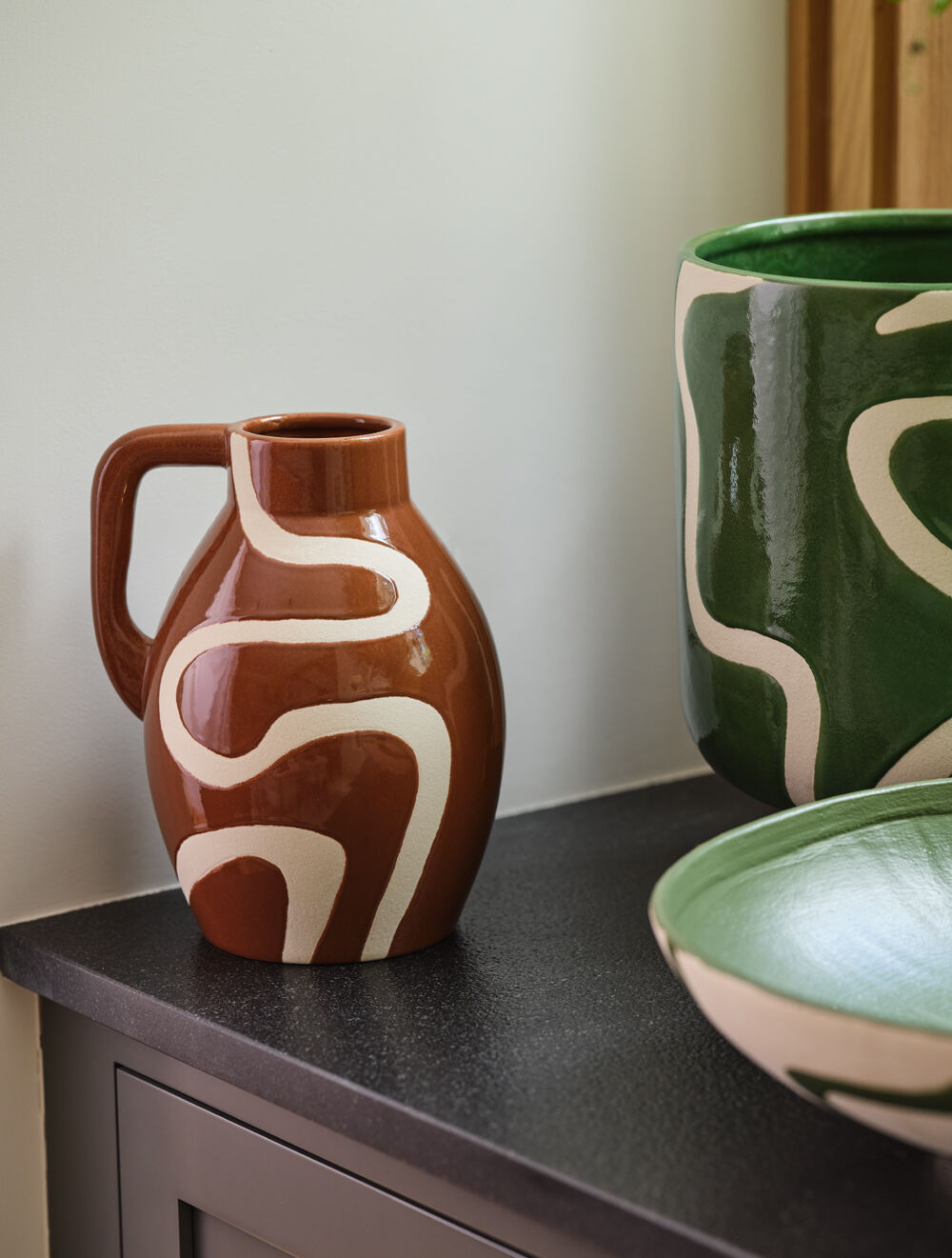Sepia Brown and White Decorative Jug