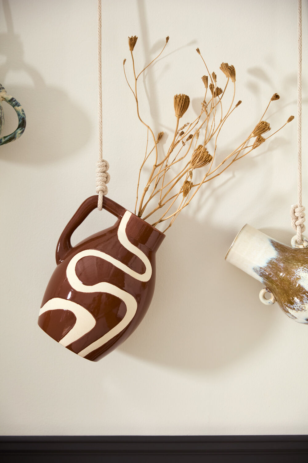 Sepia Brown and White Decorative Jug