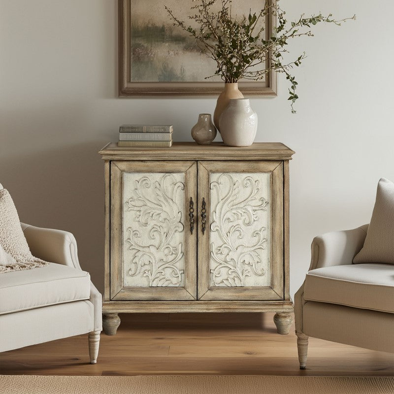 Driscoll 2-Door Carved Wood Storage Cabinet by Madison Park