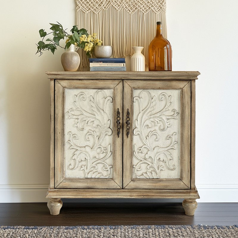 Driscoll 2-Door Carved Wood Storage Cabinet by Madison Park