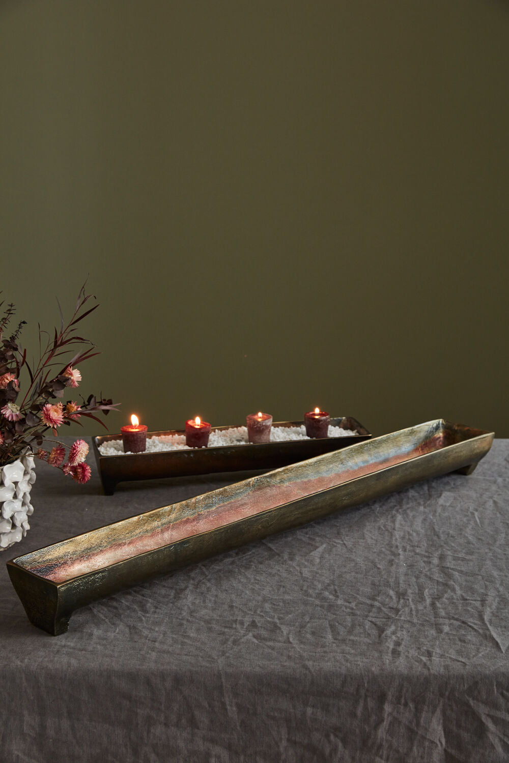Antique Gold Finish Elongated Tray