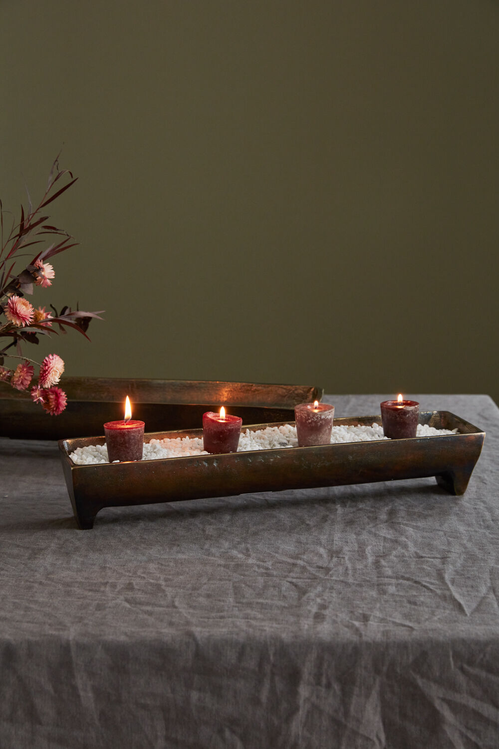 Antique Gold Finish Elongated Tray