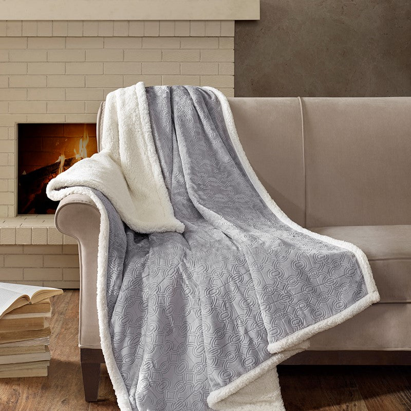 Elma Oversized Textured Plush Throw by Madison Park