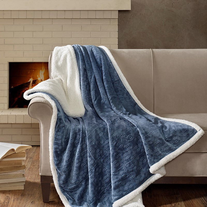 Elma Oversized Textured Plush Throw by Madison Park