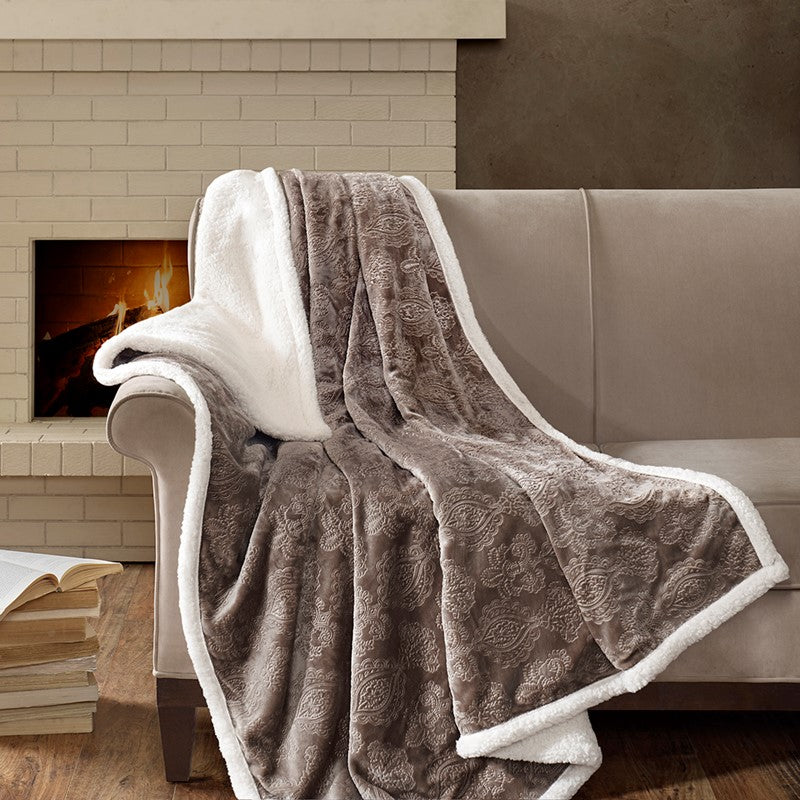 Elma Oversized Textured Plush Throw by Madison Park