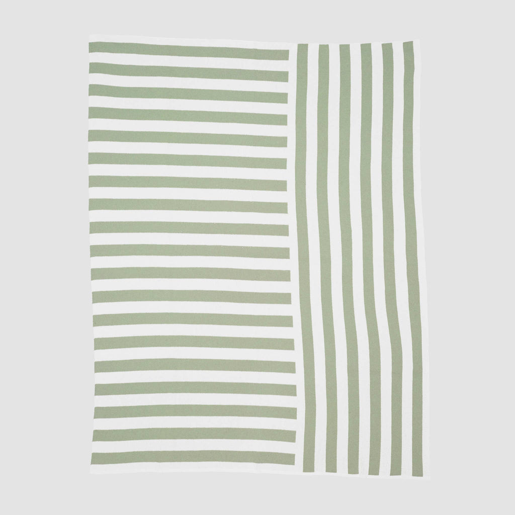 Cotton Sustainable Knit Throw Blanket - Coastal Stripes