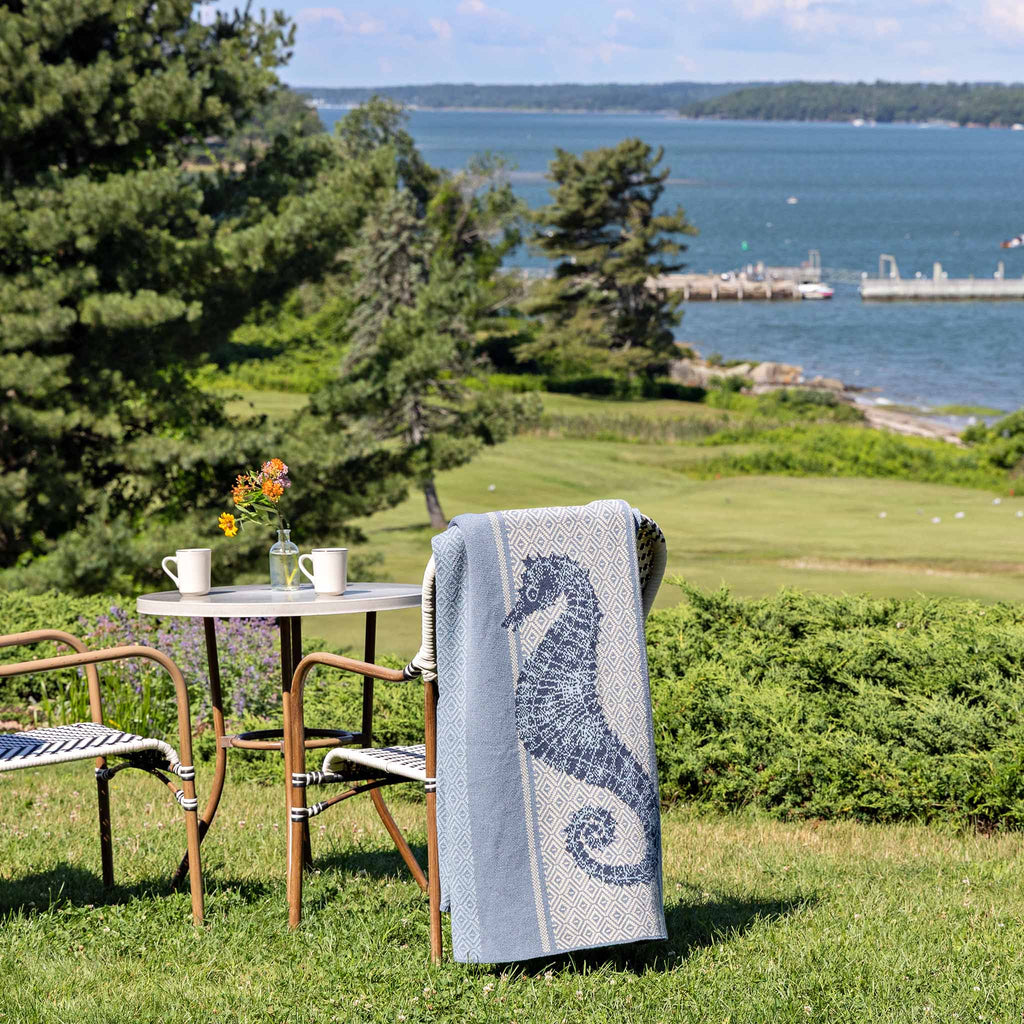 Cotton Sustainable Knit Throw Blanket | Summer Gift - Seahorse Square