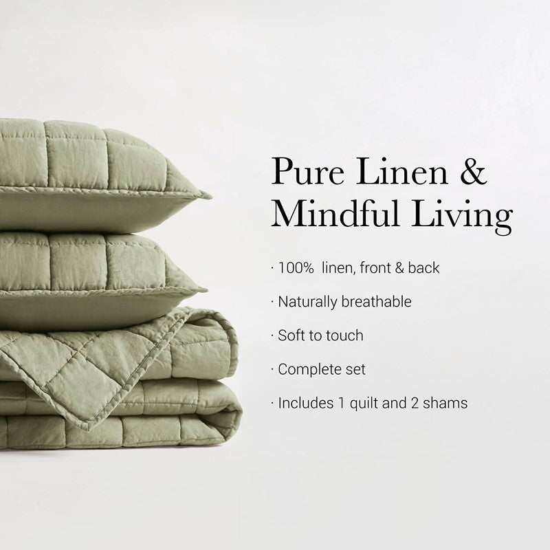 French Flax Linen Garment Washed Quilt Set by Harbor House