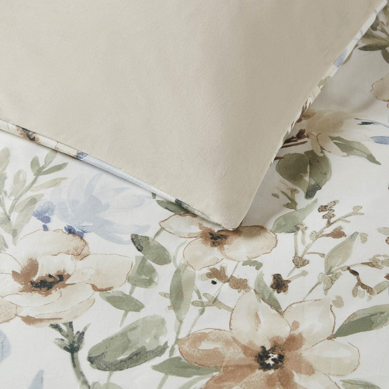 Herbal 5 Piece Cotton Sateen Print Duvet Set by Harbor House Blues