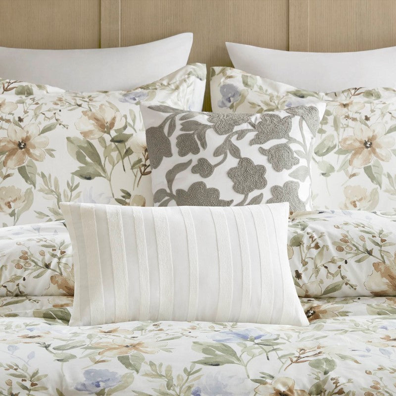 Herbal 5 Piece Cotton Sateen Print Duvet Set by Harbor House Blues