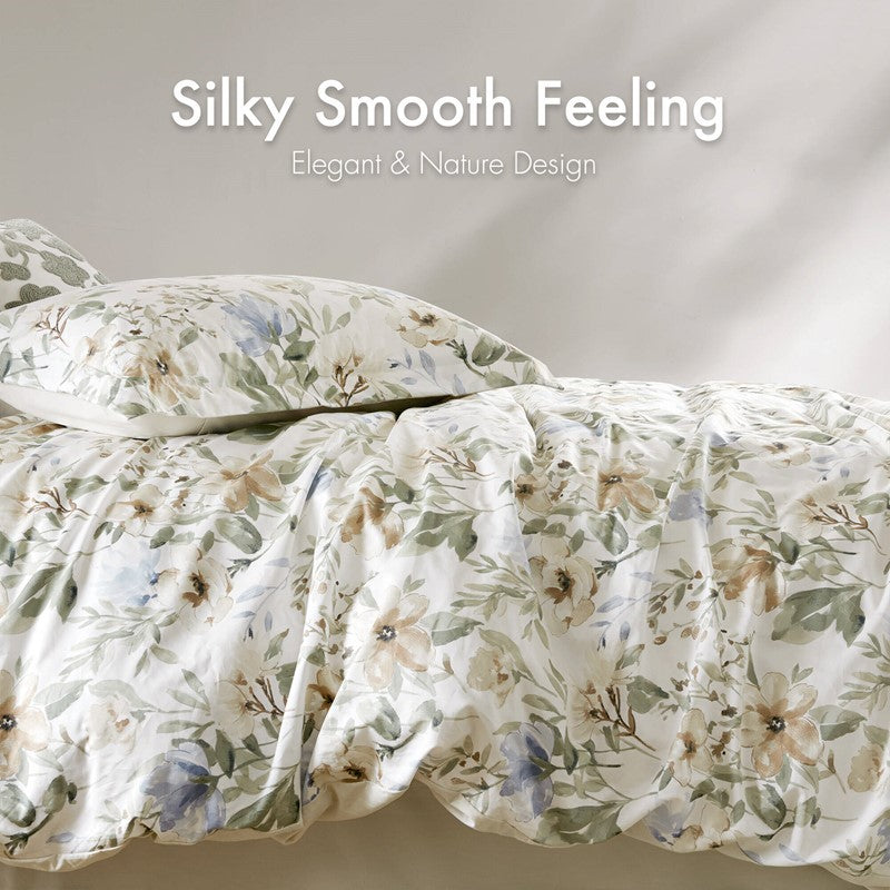 Herbal 5 Piece Cotton Sateen Print Duvet Set by Harbor House Blues