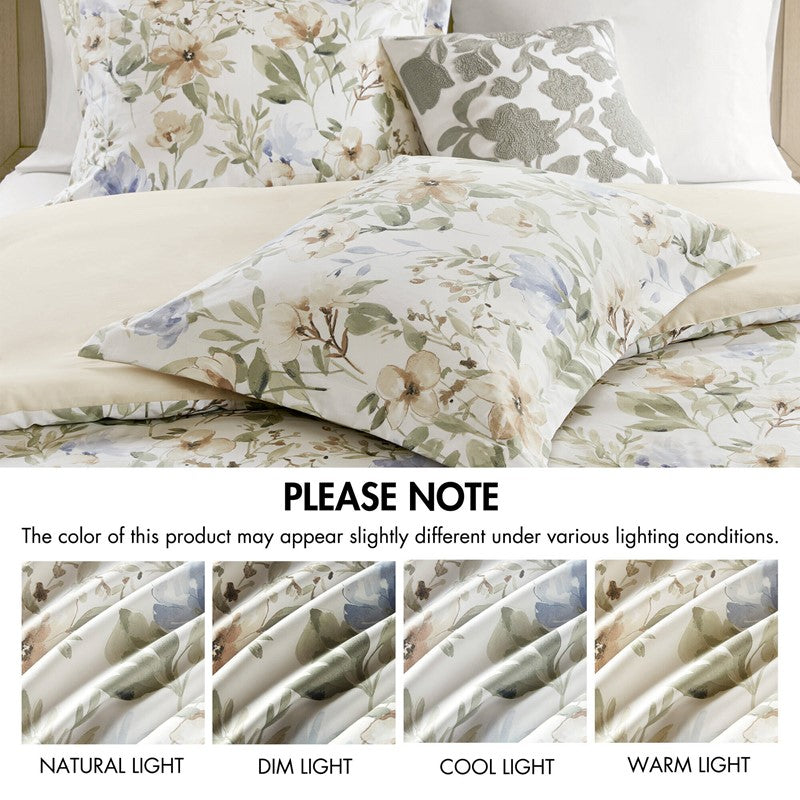 Herbal 5 Piece Cotton Sateen Print Duvet Set by Harbor House Blues