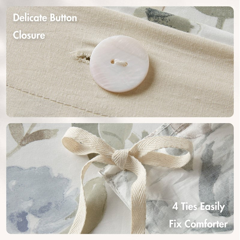 Herbal 5 Piece Cotton Sateen Print Duvet Set by Harbor House Blues