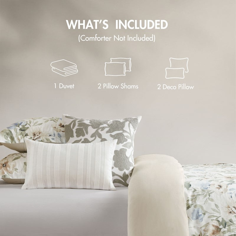Herbal 5 Piece Cotton Sateen Print Duvet Set by Harbor House Blues