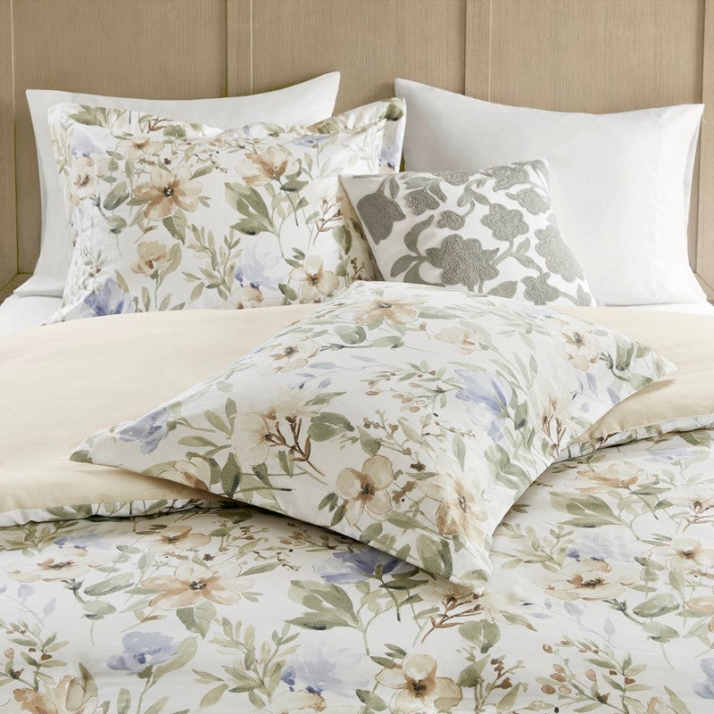 Herbal 5 Piece Cotton Sateen Print Duvet Set by Harbor House Blues