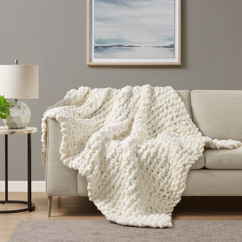Chenille Chunky Knit Throw by Madion Park