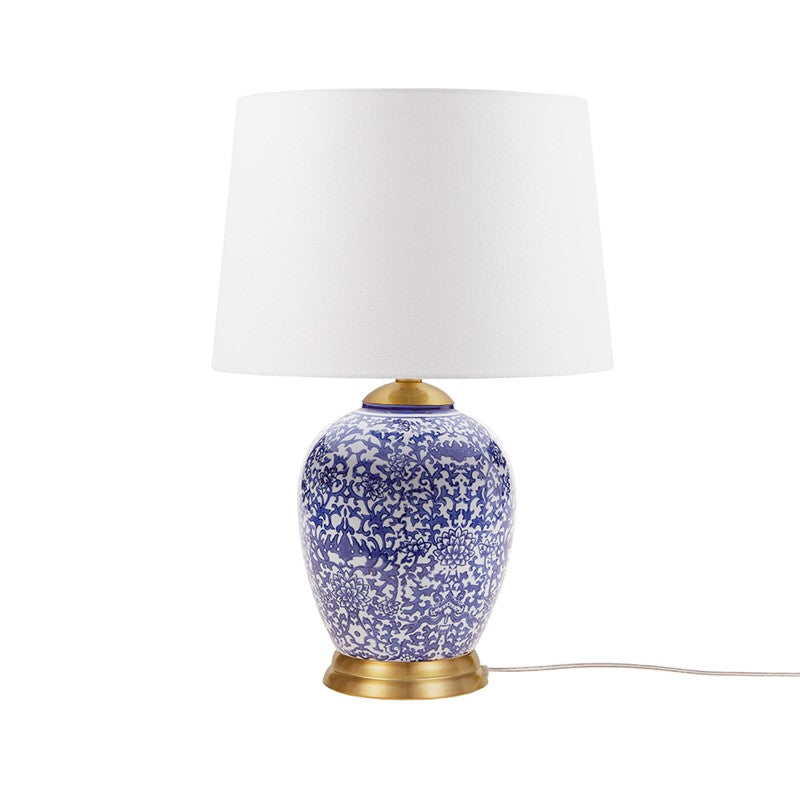 Blue and White Ceramic Ginger Jar Table Lamp