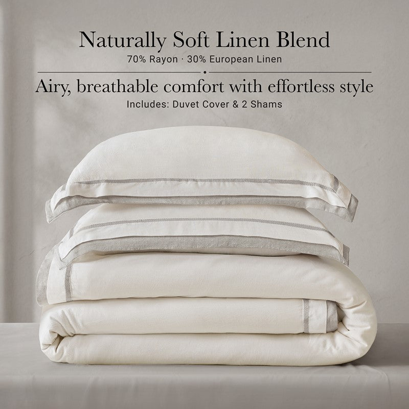 Linen Blend Double Flange Duvet Cover Set by Harbor House